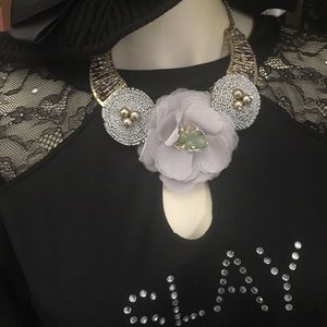 Grey Beaded Statement Necklace